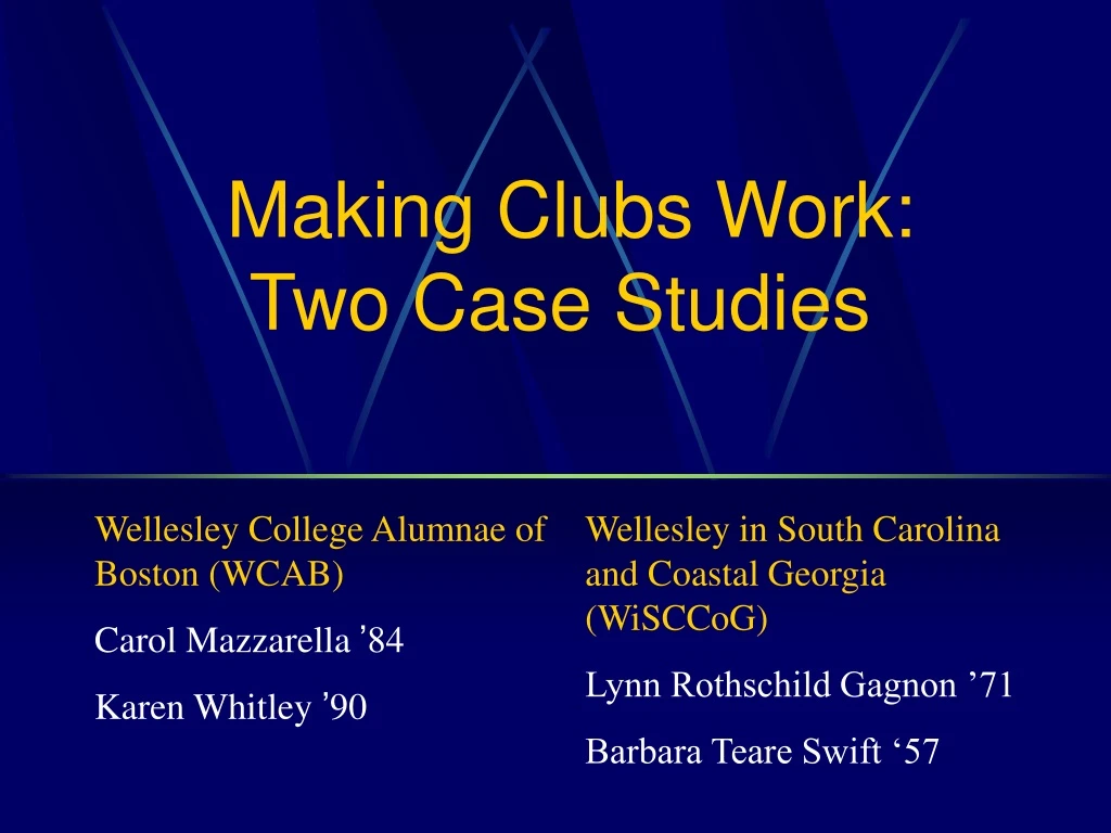 making clubs work two case studies
