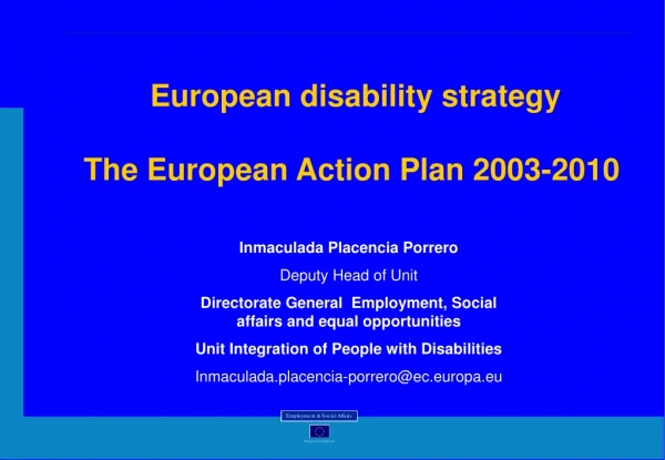 European disability strategy  The European Action Plan 2003-2010