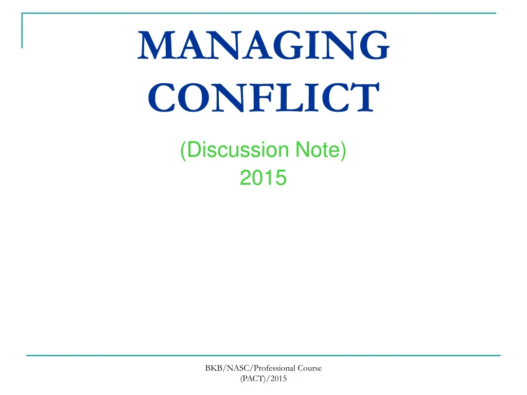 managing conflict