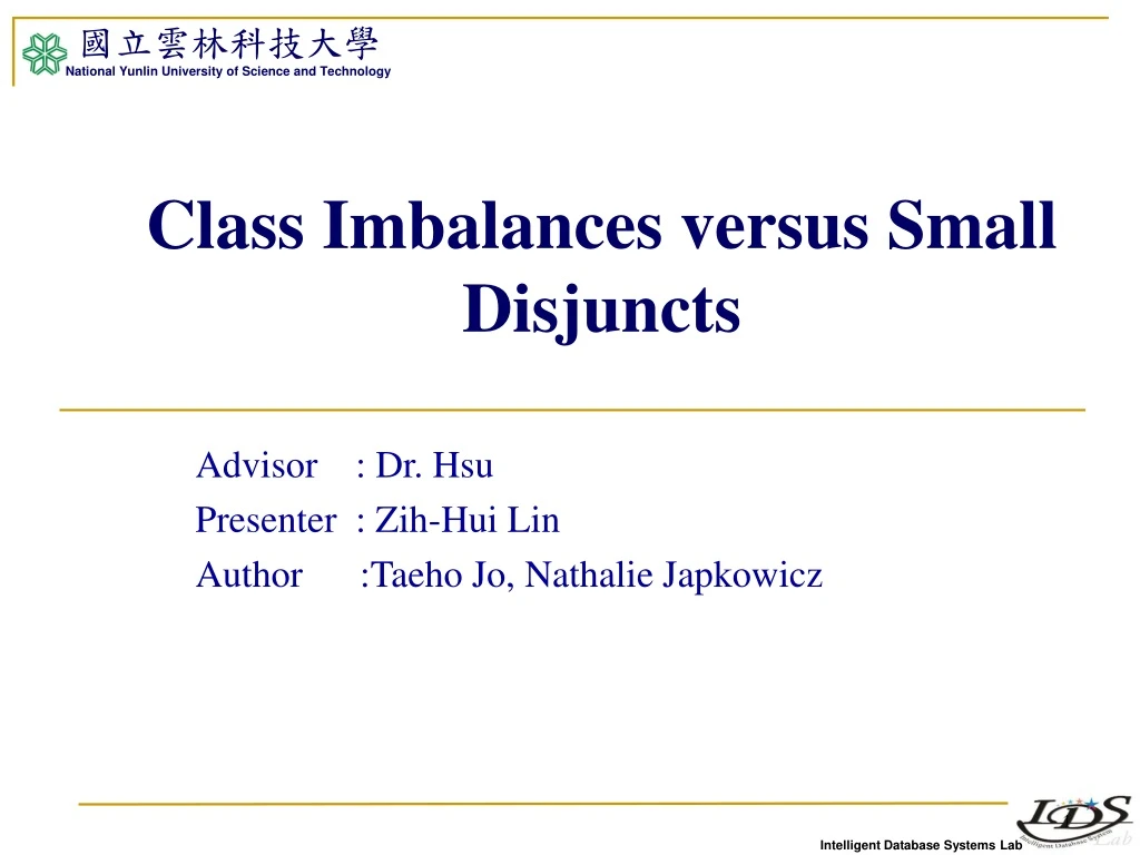 class imbalances versus small disjuncts