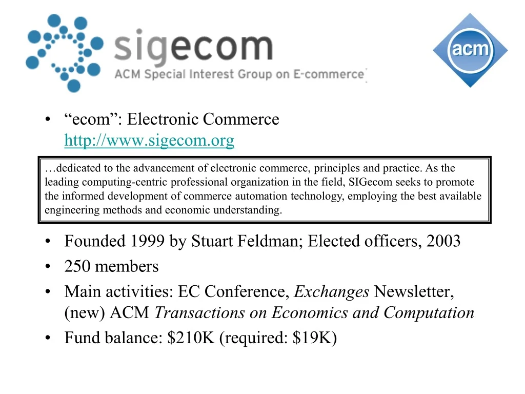 ecom electronic commerce http www sigecom