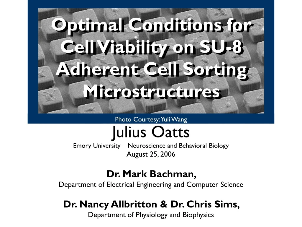 optimal conditions for cell viability on su 8 adherent cell sorting microstructures