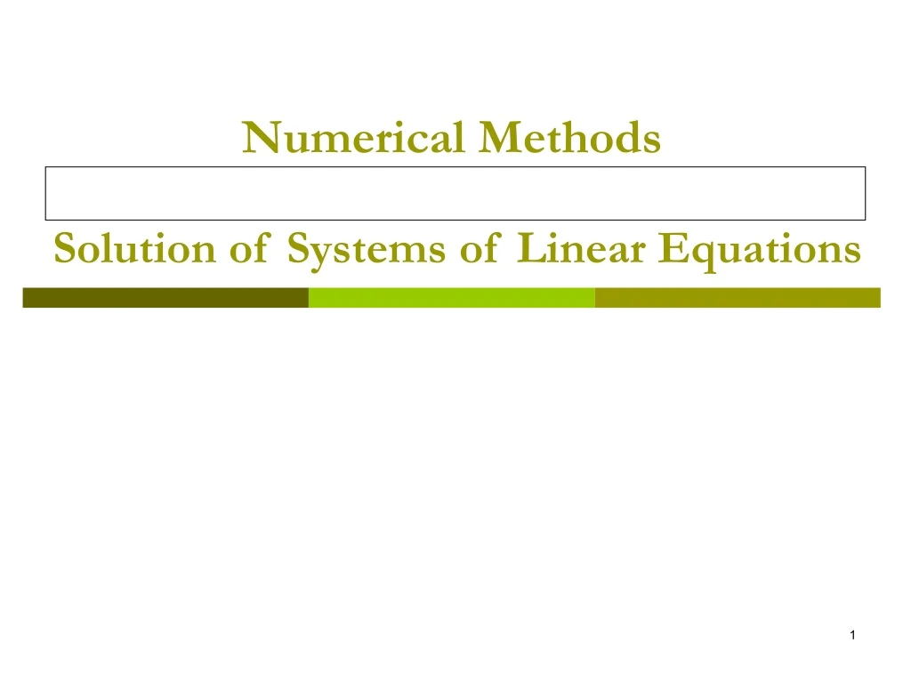 numerical methods solution of systems of linear