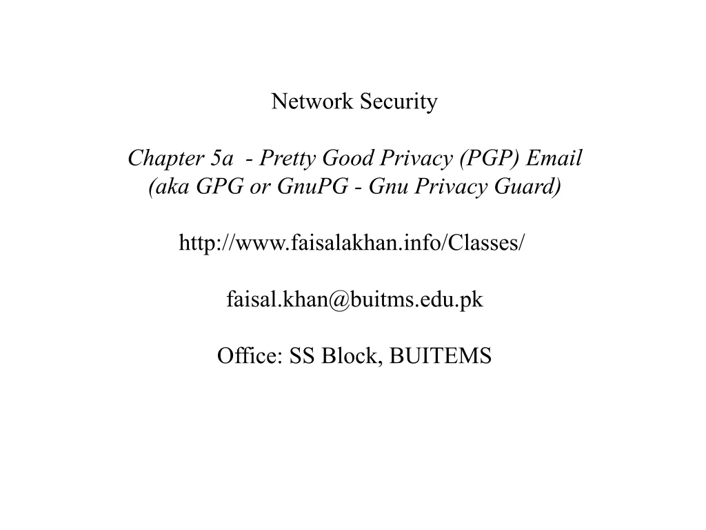 network security chapter 5a pretty good privacy