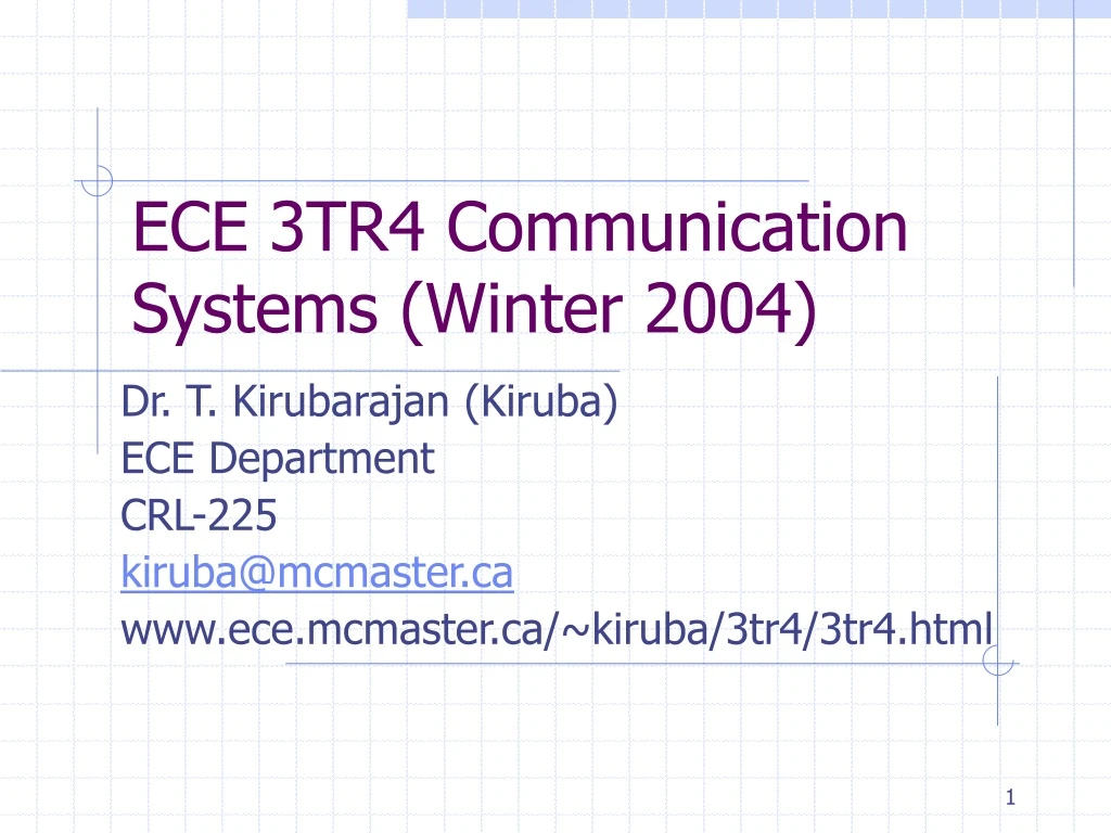 ece 3tr4 communication systems winter 2004