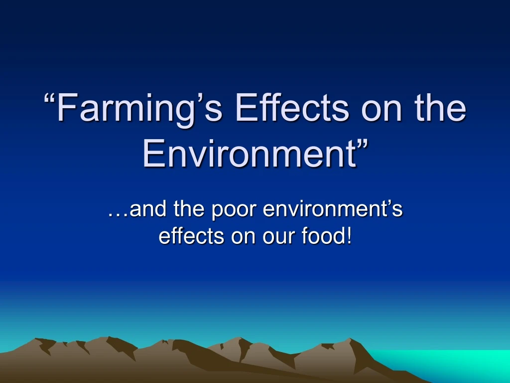 farming s effects on the environment