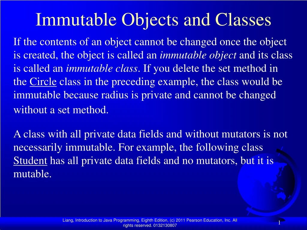 immutable objects and classes