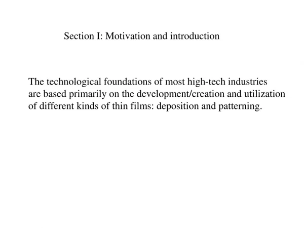 Section I: Motivation and introduction