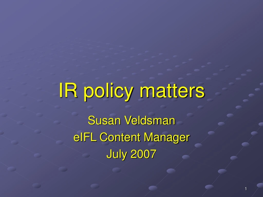 ir policy matters
