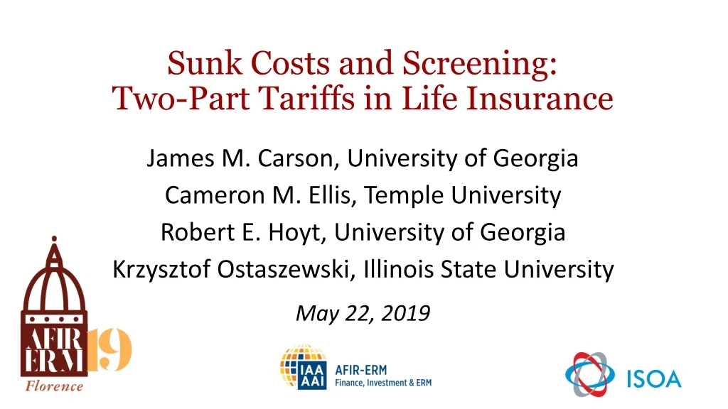 sunk costs and screening two part tariffs in life insurance
