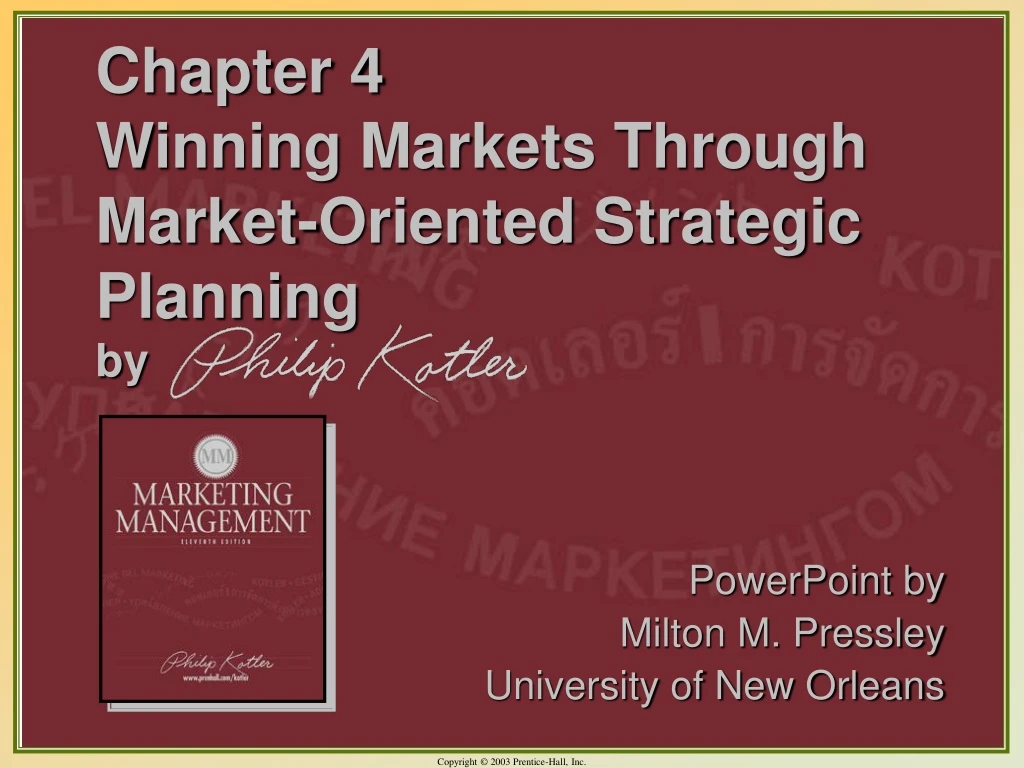 chapter 4 winning markets through market oriented strategic planning by