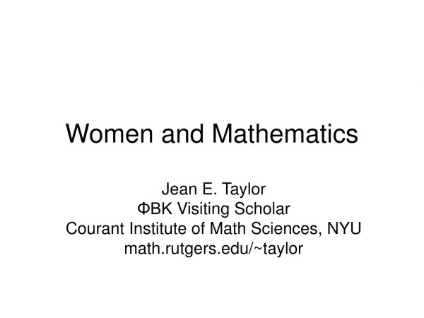 Women and Mathematics