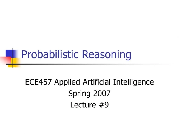 Probabilistic Reasoning