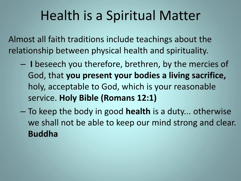 health is a spiritual matter