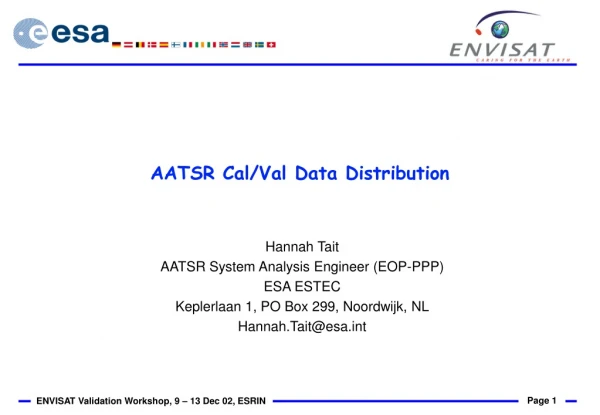 AATSR Cal/Val Data Distribution