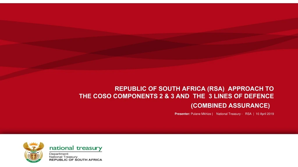 republic of south africa rsa approach to the coso components 2 3 and the 3 lines of defence