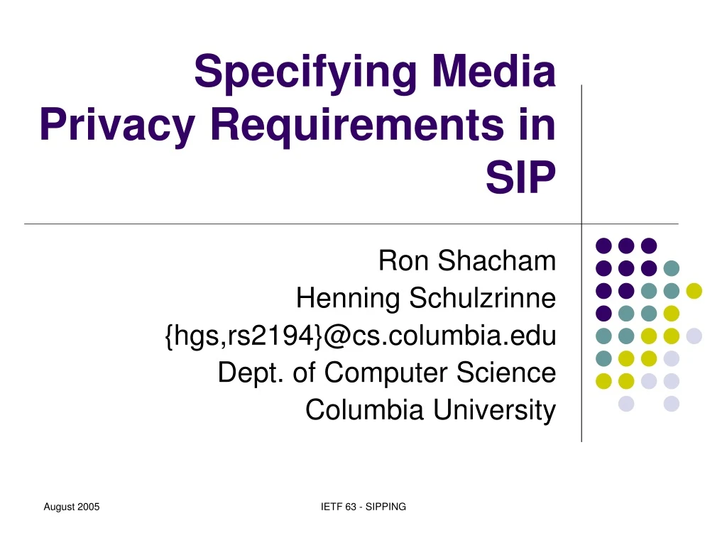 specifying media privacy requirements in sip