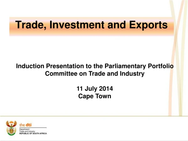 Trade, Investment and Exports