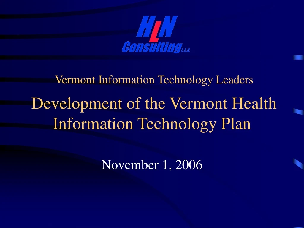 development of the vermont health information technology plan