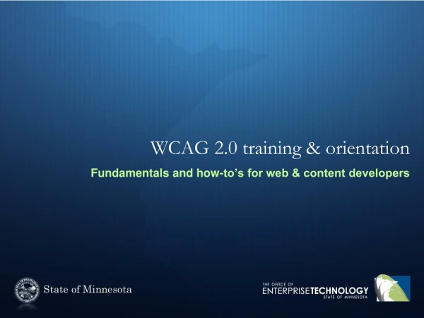 WCAG 2.0 training &amp; orientation