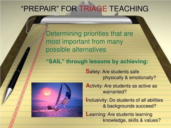 “PREPAIR” FOR  TRIAGE  TEACHING