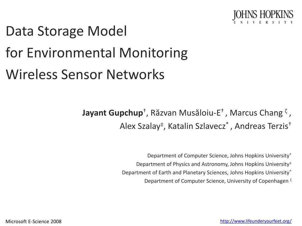 data storage model for environmental monitoring