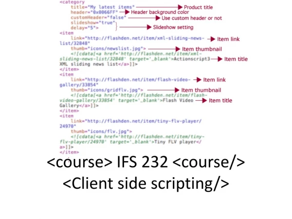 &lt;course&gt; IFS 232 &lt;course/&gt; &lt;Client side scripting/&gt;