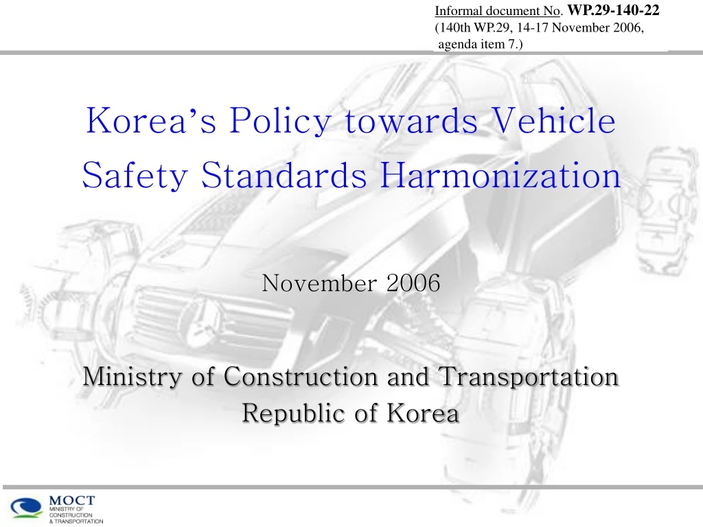 korea s policy towards vehicle safety standards harmonization