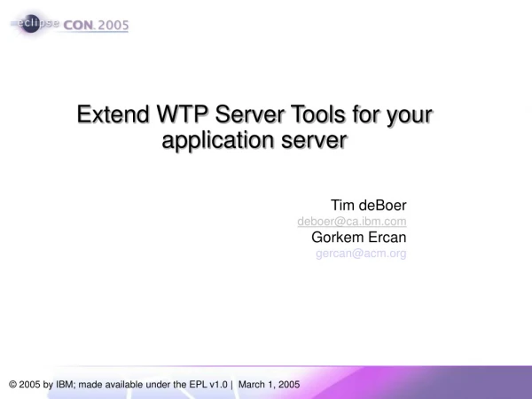 Extend WTP Server Tools for your application server