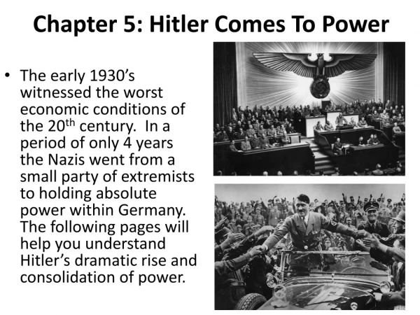 Chapter 5: Hitler Comes To Power