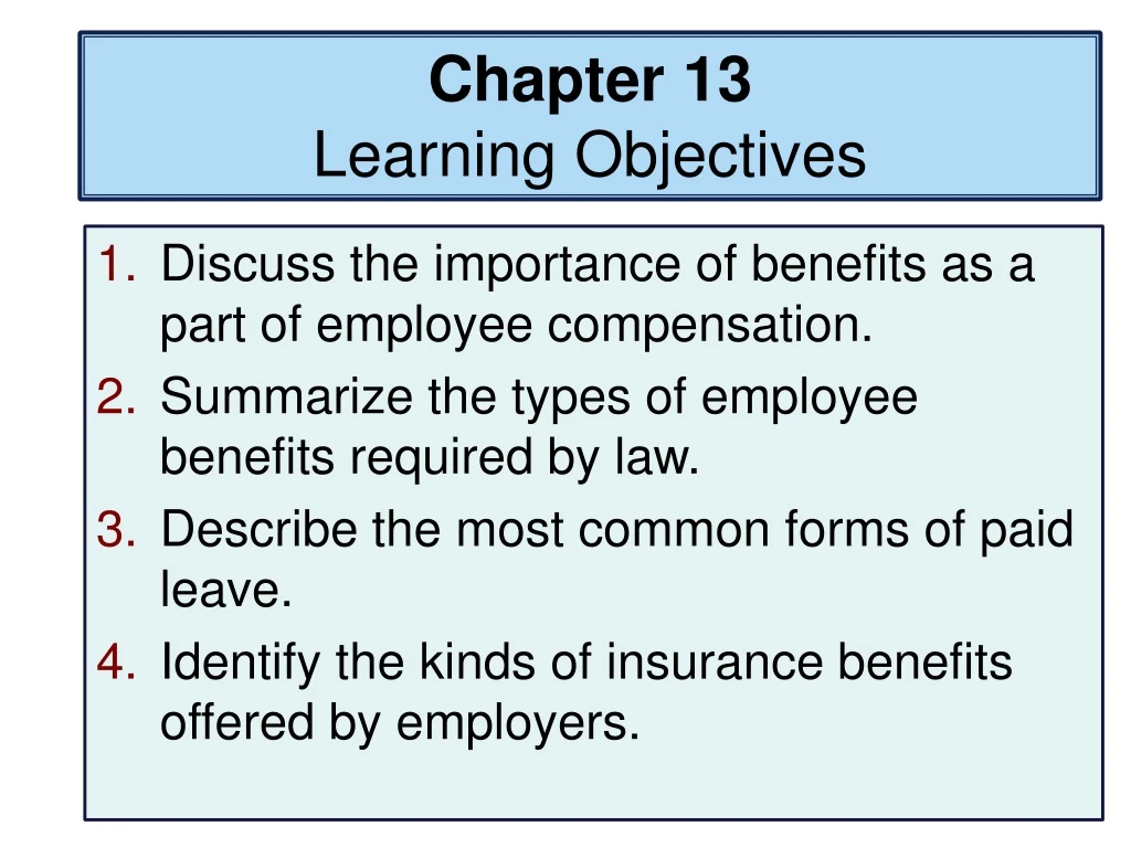 chapter 13 learning objectives