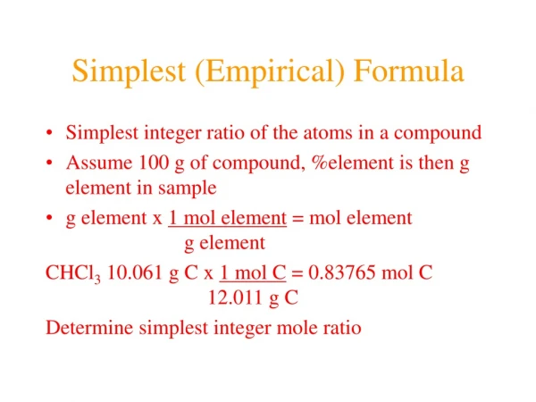 Simplest (Empirical) Formula