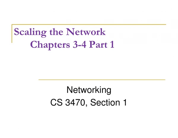 Scaling the Network 		Chapters 3-4 Part 1