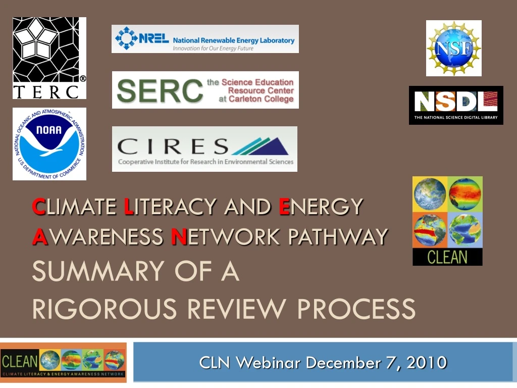 c limate l iteracy and e nergy a wareness n etwork pathway summary of a rigorous review process