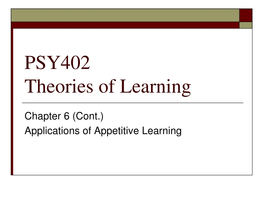 psy402 theories of learning