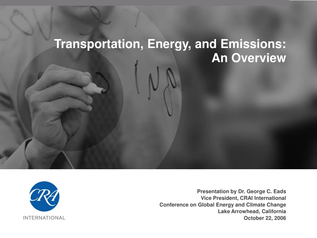 transportation energy and emissions an overview