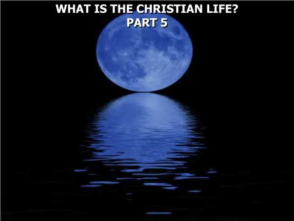 WHAT IS THE CHRISTIAN LIFE?  PART 5