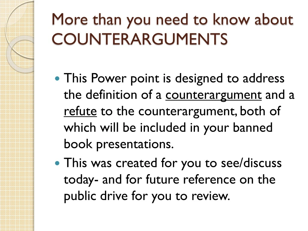 more than you need to know about counterarguments