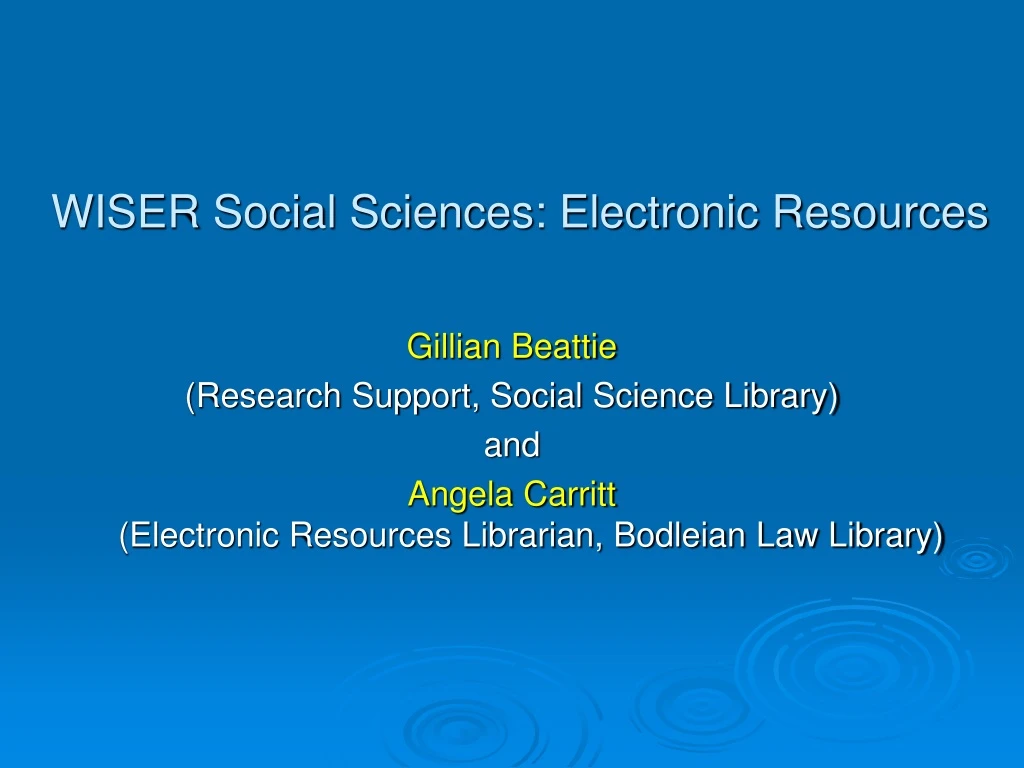 wiser social sciences electronic resources
