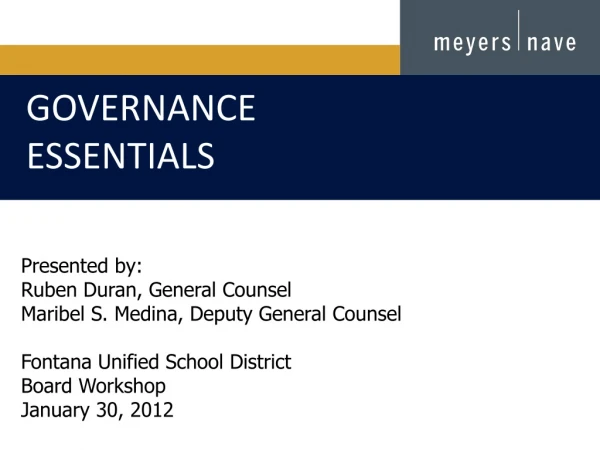 Presented by: Ruben Duran, General Counsel  Maribel S. Medina, Deputy General Counsel