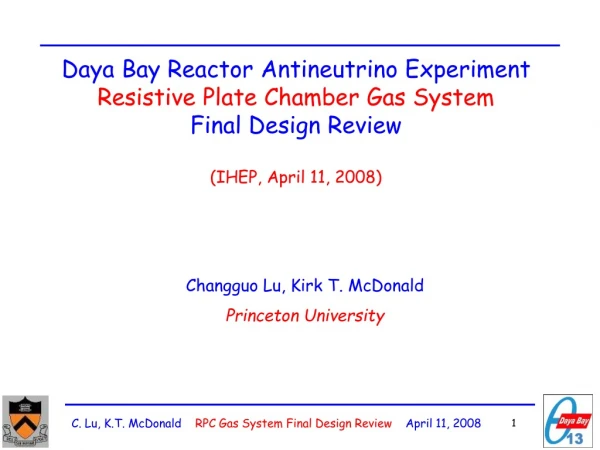 Daya Bay Reactor Antineutrino Experiment Resistive Plate Chamber Gas System Final Design Review