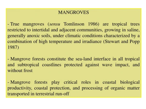 MANGROVES