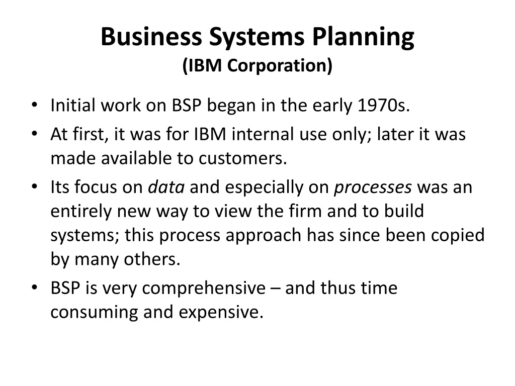 business systems planning ibm corporation