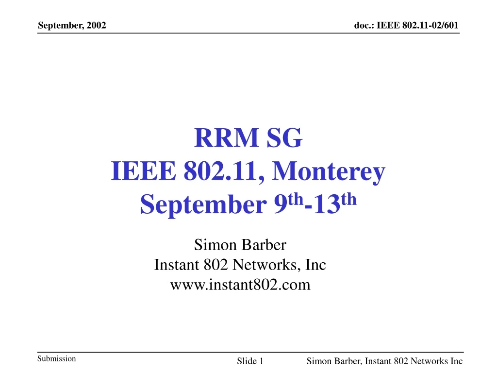 rrm sg ieee 802 11 monterey september 9 th 13 th