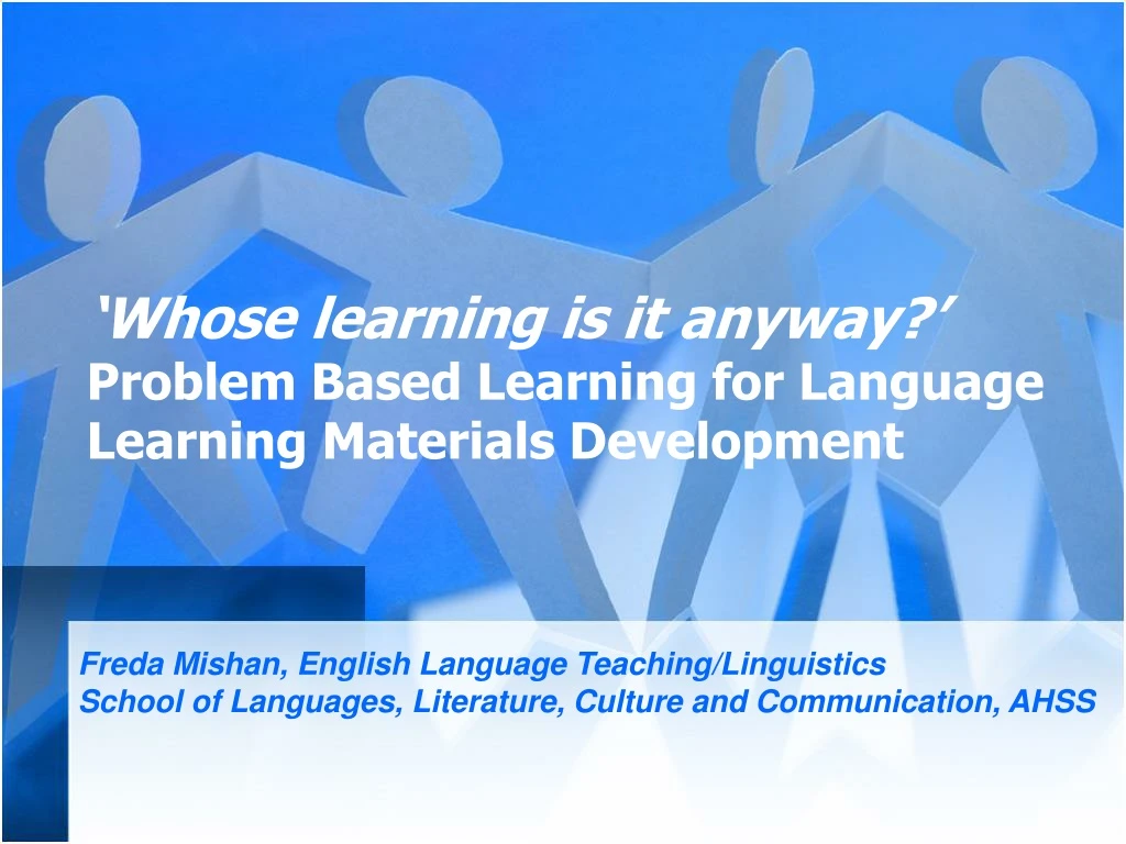 whose learning is it anyway problem based