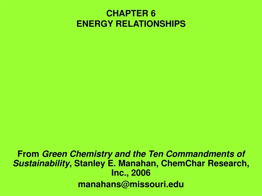 chapter 6 energy relationships
