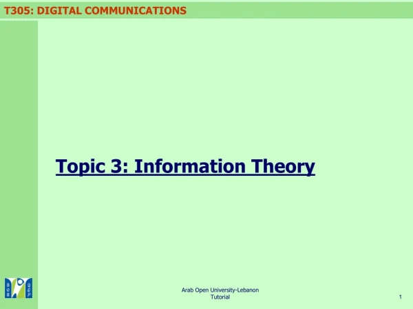 Topic 3: Information Theory