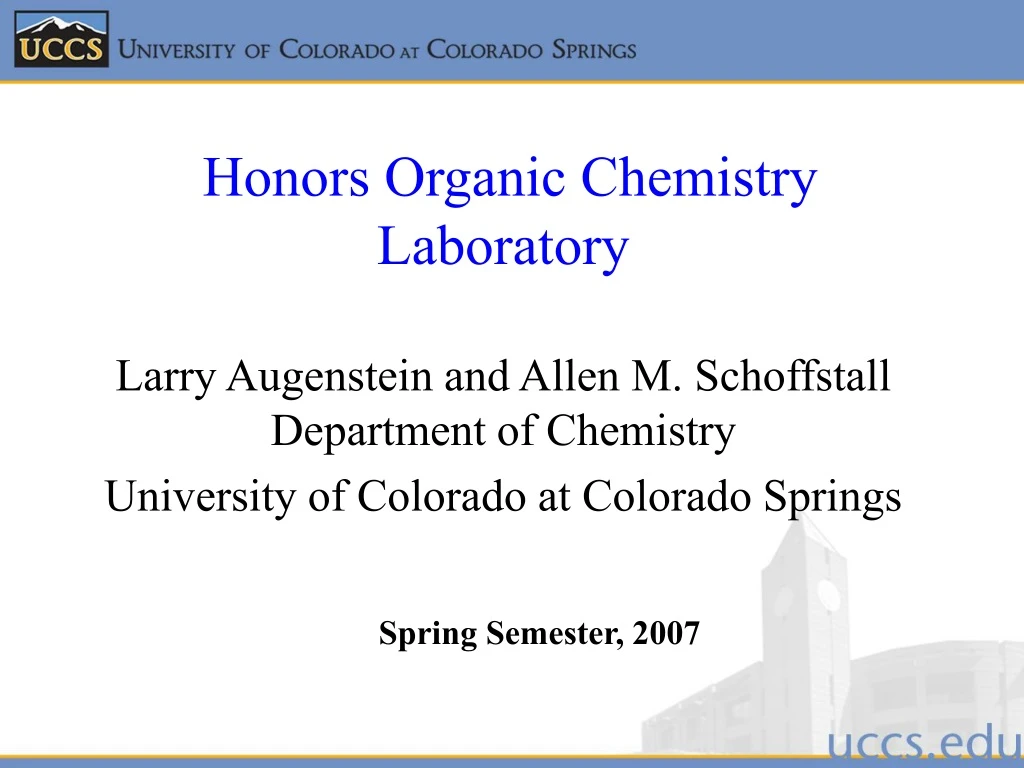 honors organic chemistry laboratory