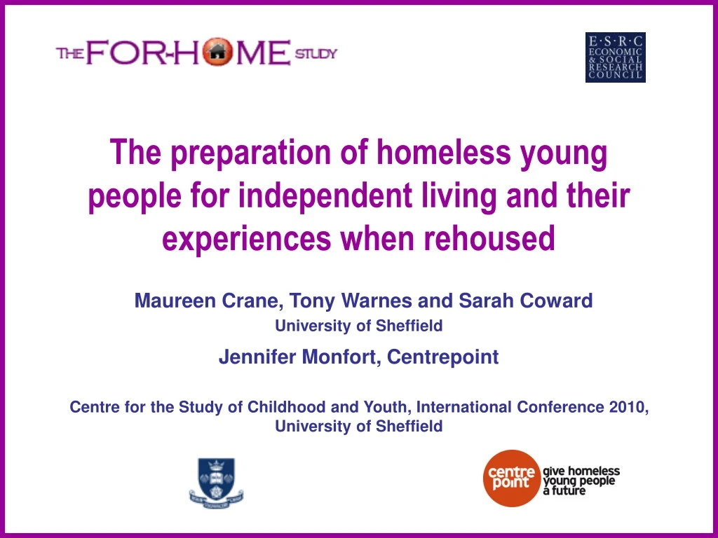 the preparation of homeless young people