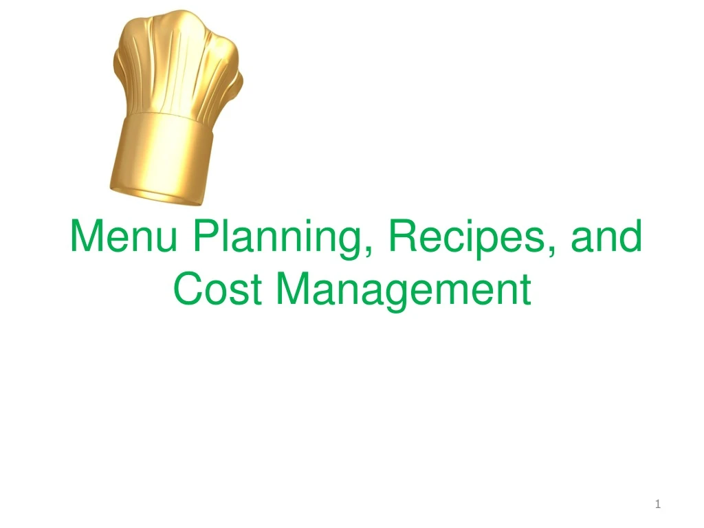 menu planning recipes and cost management